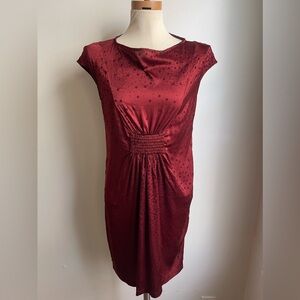 Manila Grace Silk Stretch Velvet Dress Red Burgundy Floral Made in Italy Medium